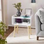 Modern Compact Bedside Table with Storage Shelf | Minimalist Side Table for Living Room & Bedroom