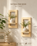 Natural Pine Wood Wall Shelf | Handmade Decorative Floating Wall Shelf for Living Room, Bedroom & Home Décor | 12 x 8 Inch Wooden Frame Shelf - Image 4