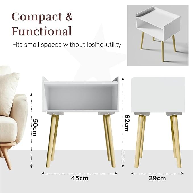 Modern Compact Bedside Table with Storage Shelf | Minimalist Side Table for Living Room & Bedroom - Image 3
